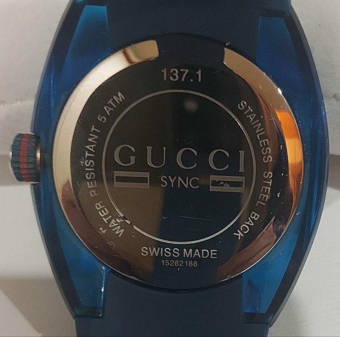 ☆訳あり☆グッチ GUCCI 腕時計 メンズ YA137104A シンク ブルー