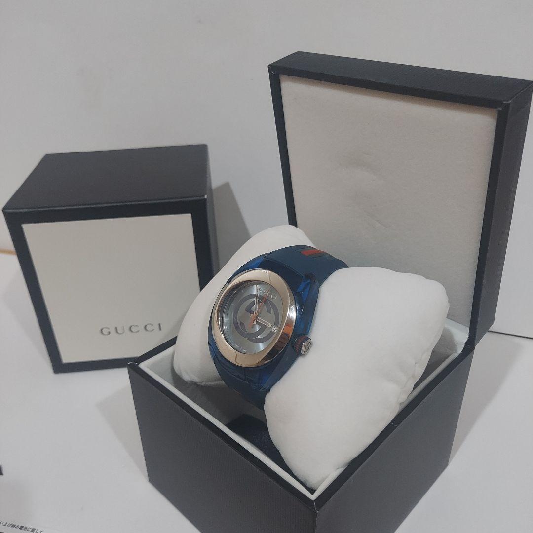☆訳あり☆グッチ GUCCI 腕時計 メンズ YA137104A シンク ブルー