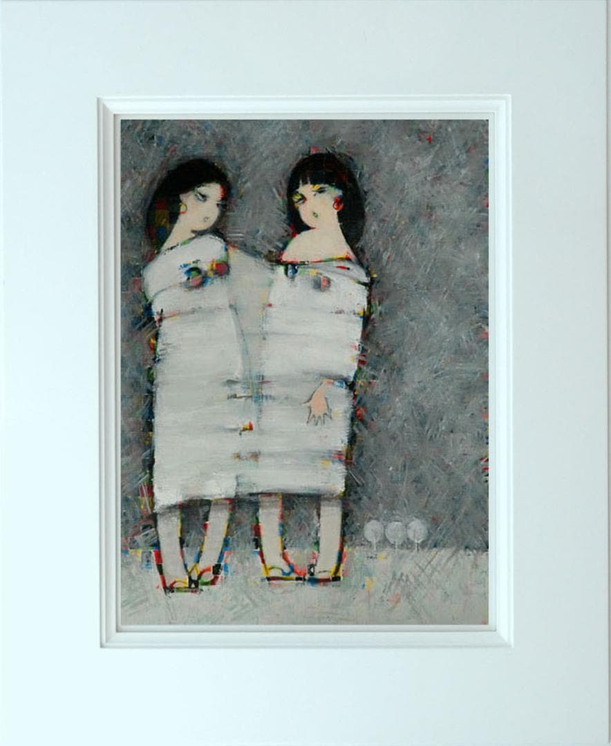 油絵 菅家令子 絵 絵画 インテリア F6-083211 人物 雪国の子供たち