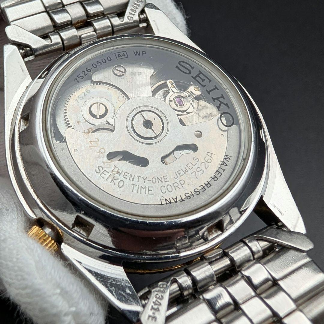 【稼動品】セイコー5 デイデイト 自動巻き 7S26-0500 裏スケ コンビ