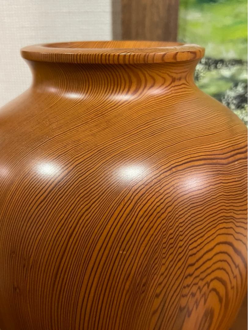 屋久杉 壺 花入 骨董品 岳南英世作 土埋木製 屋久杉