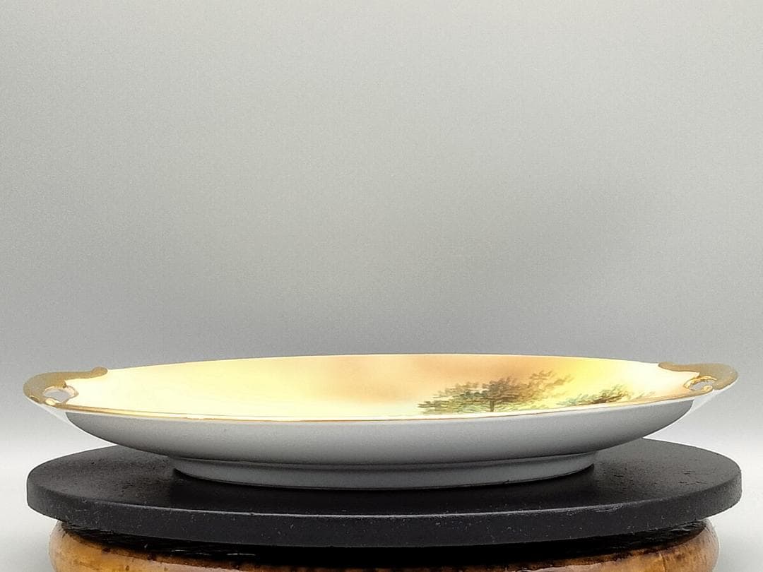 オールドノリタケ ツリー イン ザ メドウ 金縁 ダブルハンドルケーキ