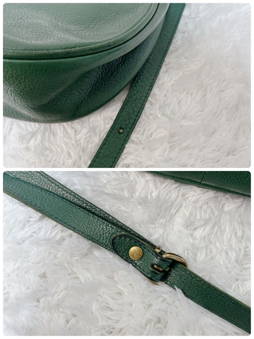 【希少色】イルビゾンテ ハーフムーン エンボスロゴ ショルダーバッグ 緑 レザー