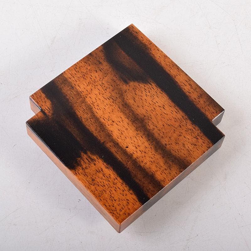 茶道具　荒井喜峰作　黒柿　楓に鳥蒔絵　色紙香合　共箱　V　8366