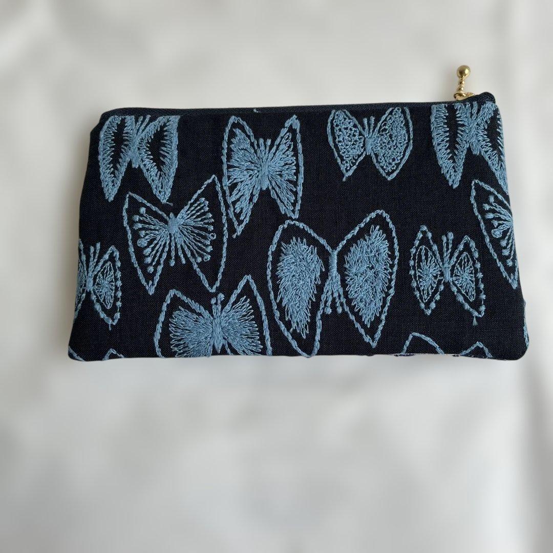 ミナペルホネン 生地使用　wind flower パッチワークフラットポーチ