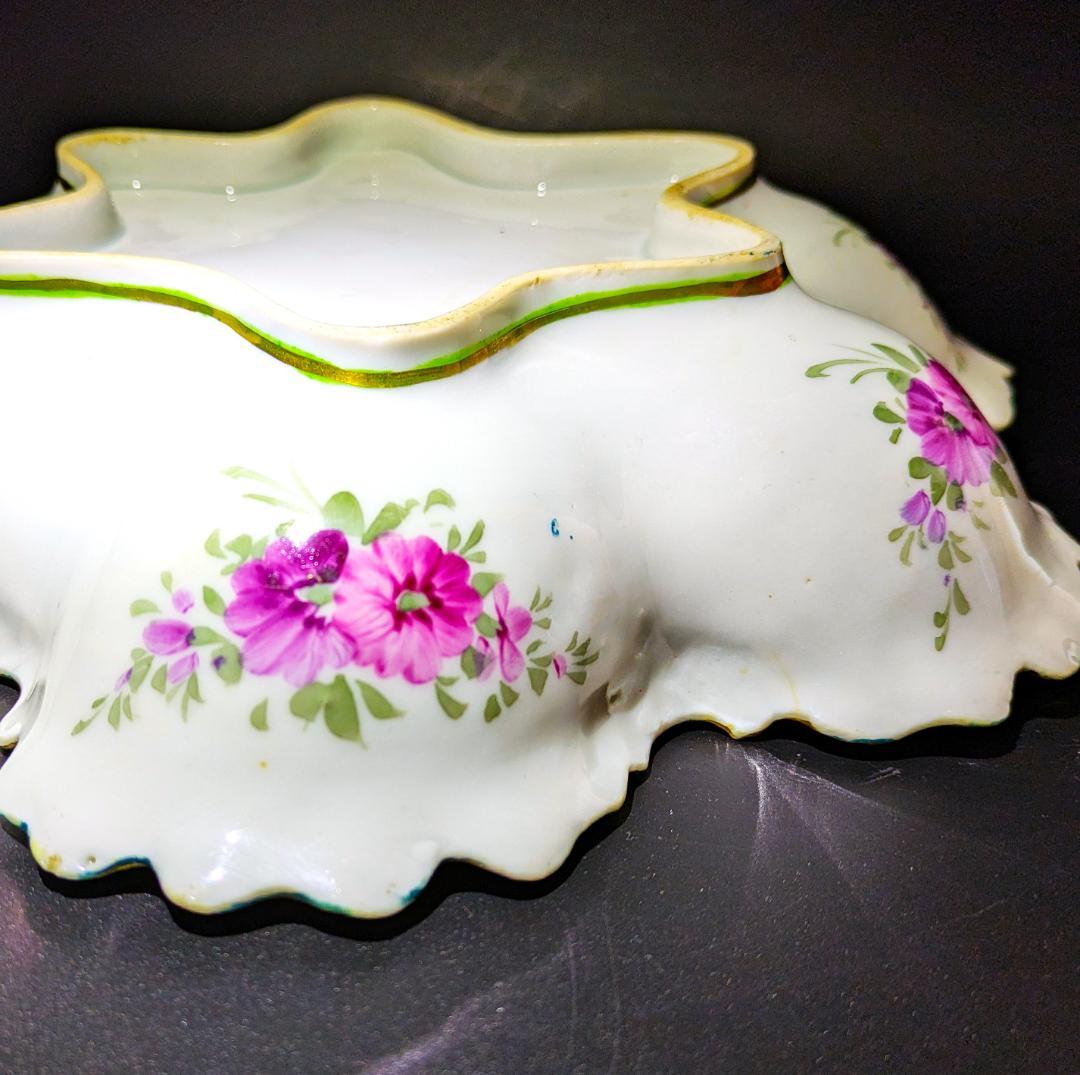 迫力のヘキサグラム★大皿★里帰り★金彩金盛上薔薇紋様持手六芒星大皿 25㎝