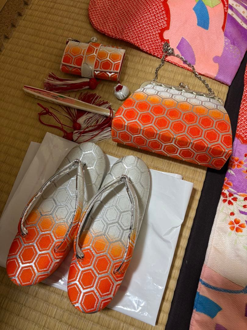 七五三 7歳 着物 長襦袢 作り帯 バッグ 草履 小物 セット