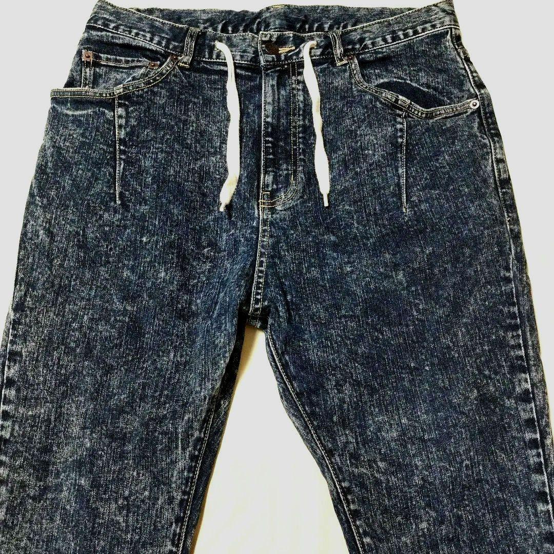 glamb ラスティデニムイージーパンツ ケミカルウォッシュ加工 インディゴ 2