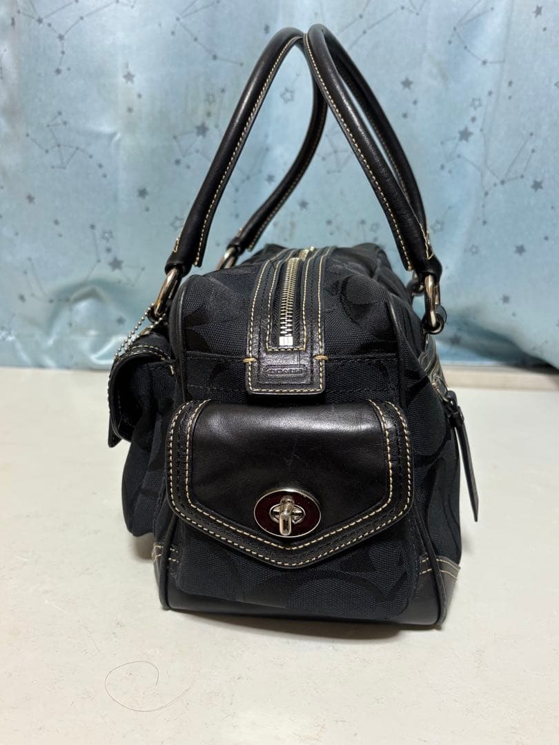 COACH コーチ シグネチャー ミニボストン ハンドバッグ　美品