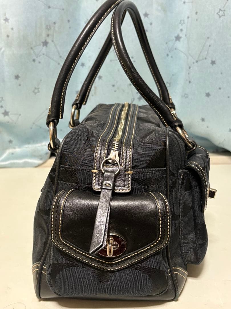 COACH コーチ シグネチャー ミニボストン ハンドバッグ　美品