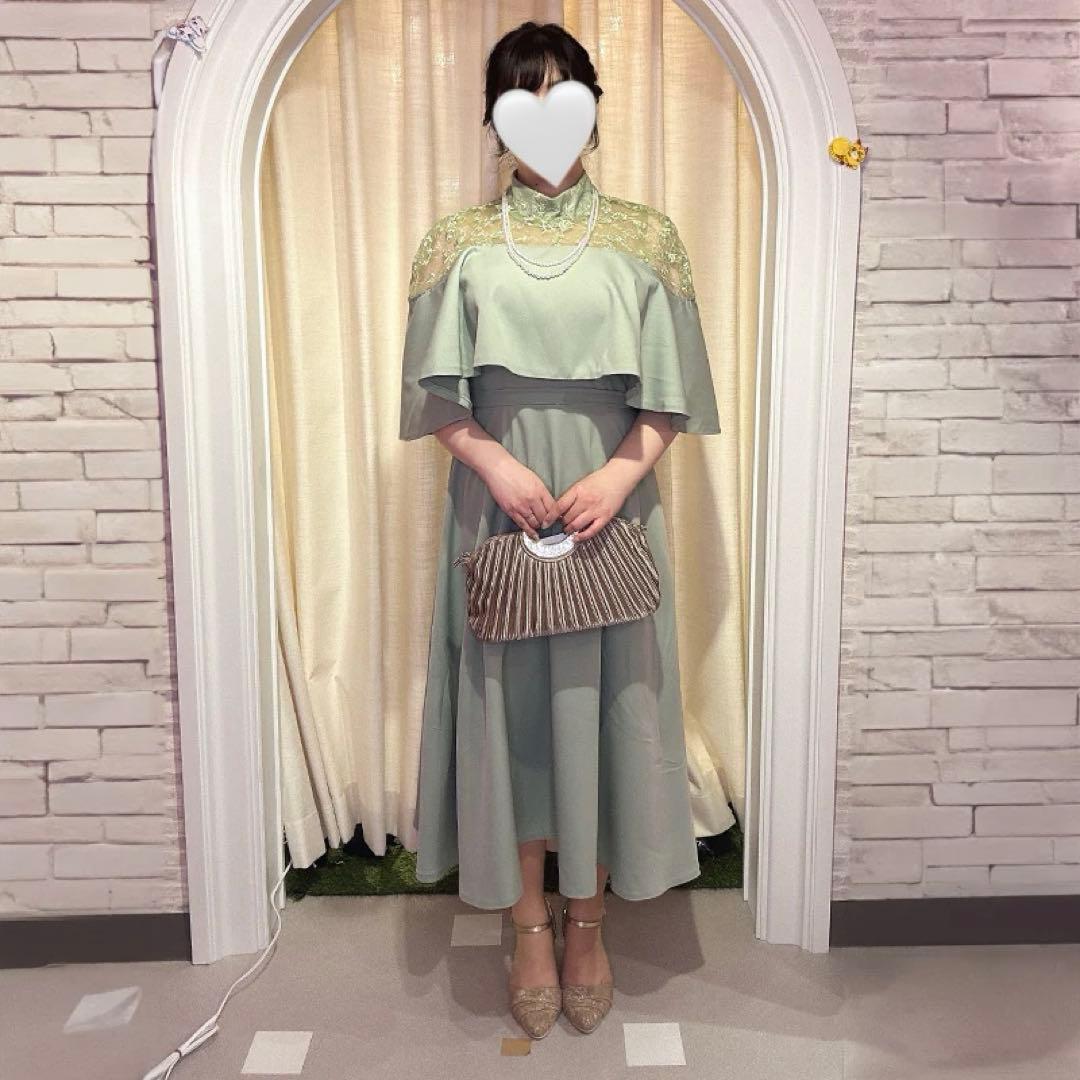 ぽんちゃ様【新品】レースケープのドレスワンピース♡大きいサイズオケージョンドレス