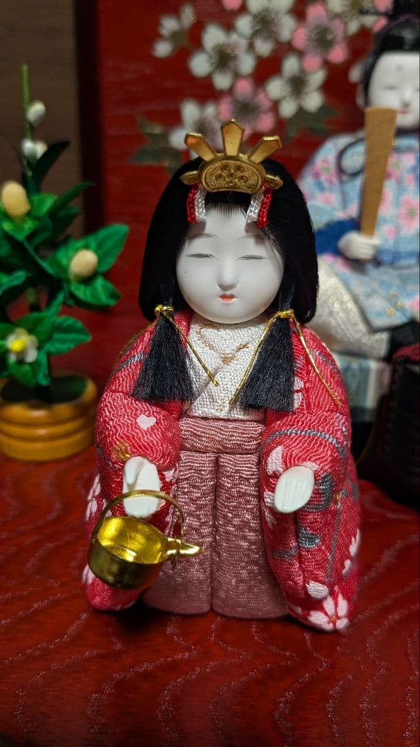 江戸木目込人形お雛様5人飾り