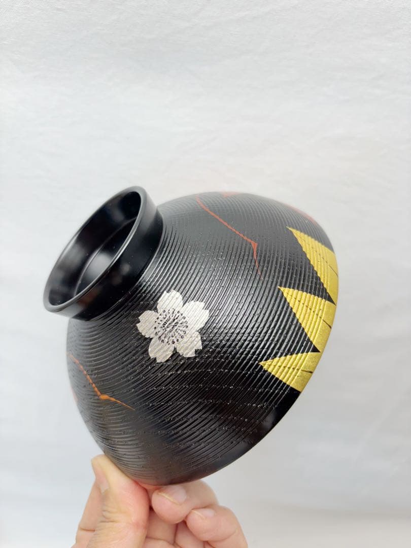 ほぼ未使用 懐石道具 木製漆器 千筋 金彩もみじ蒔絵 吸物椀 5客