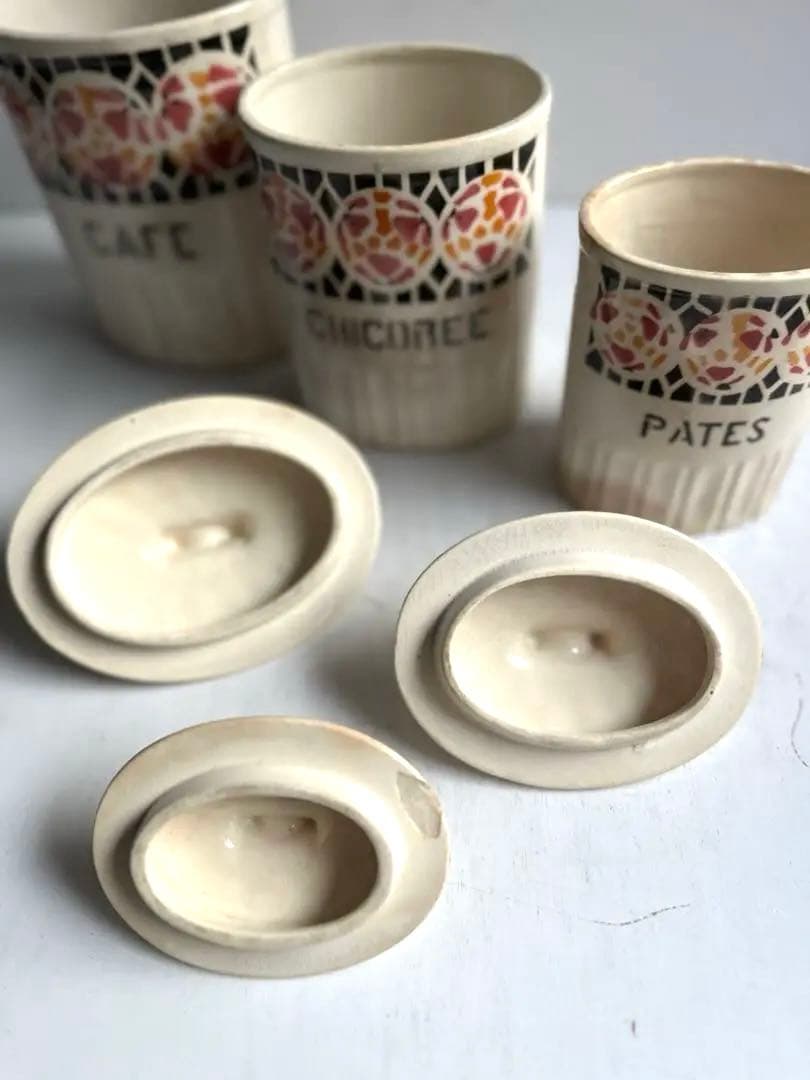 994 フランスアンティーク ステンシル模様のキャニスター セット 蚤の市 パリ