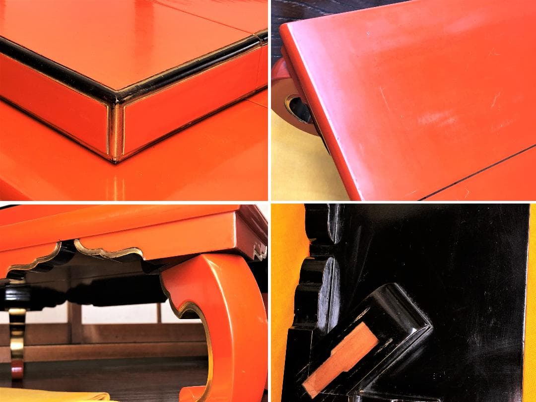 【 面金洗朱花台 壱組 】　明治～昭和初期　稲葉家収蔵品