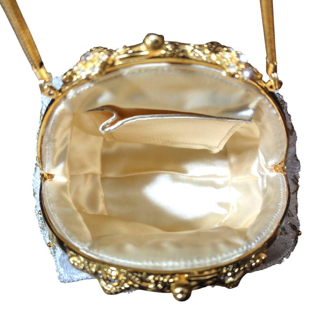 ♥総ビーズバッグ　パーティーバッグ　和装　洋装　ゴールド　シルバー　ラメ