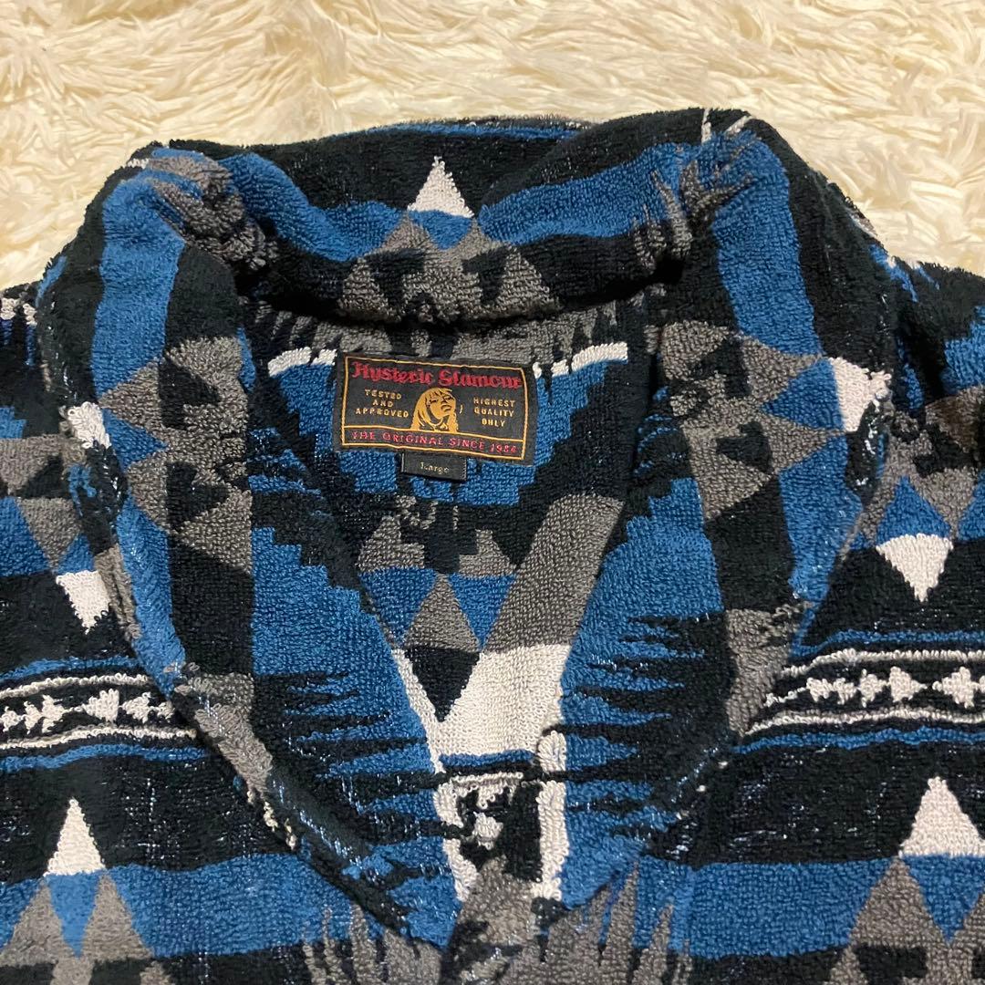 未使用　ヒステリックグラマー　ニット　総柄　ショールカラー　ブルー　L