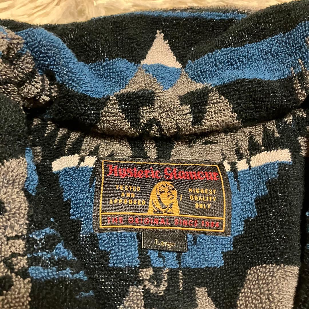 未使用　ヒステリックグラマー　ニット　総柄　ショールカラー　ブルー　L