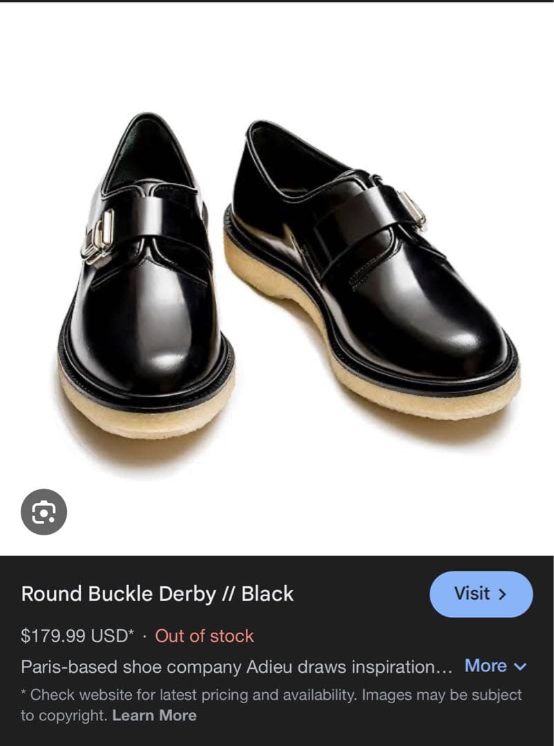 ADIEU PARIS ラウンドバックル ダービーシューズ ブラック