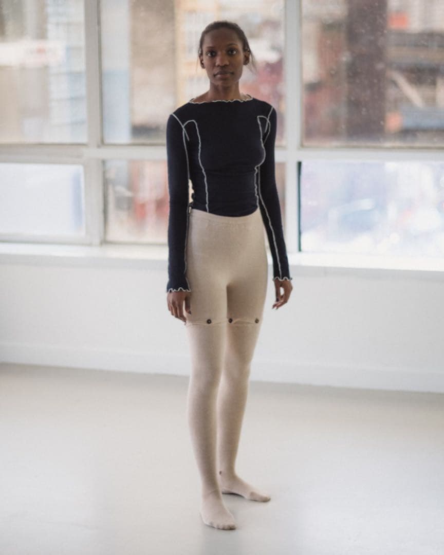 【お値下げしました】BASERANGE ベージュ ハイウエストタイツ