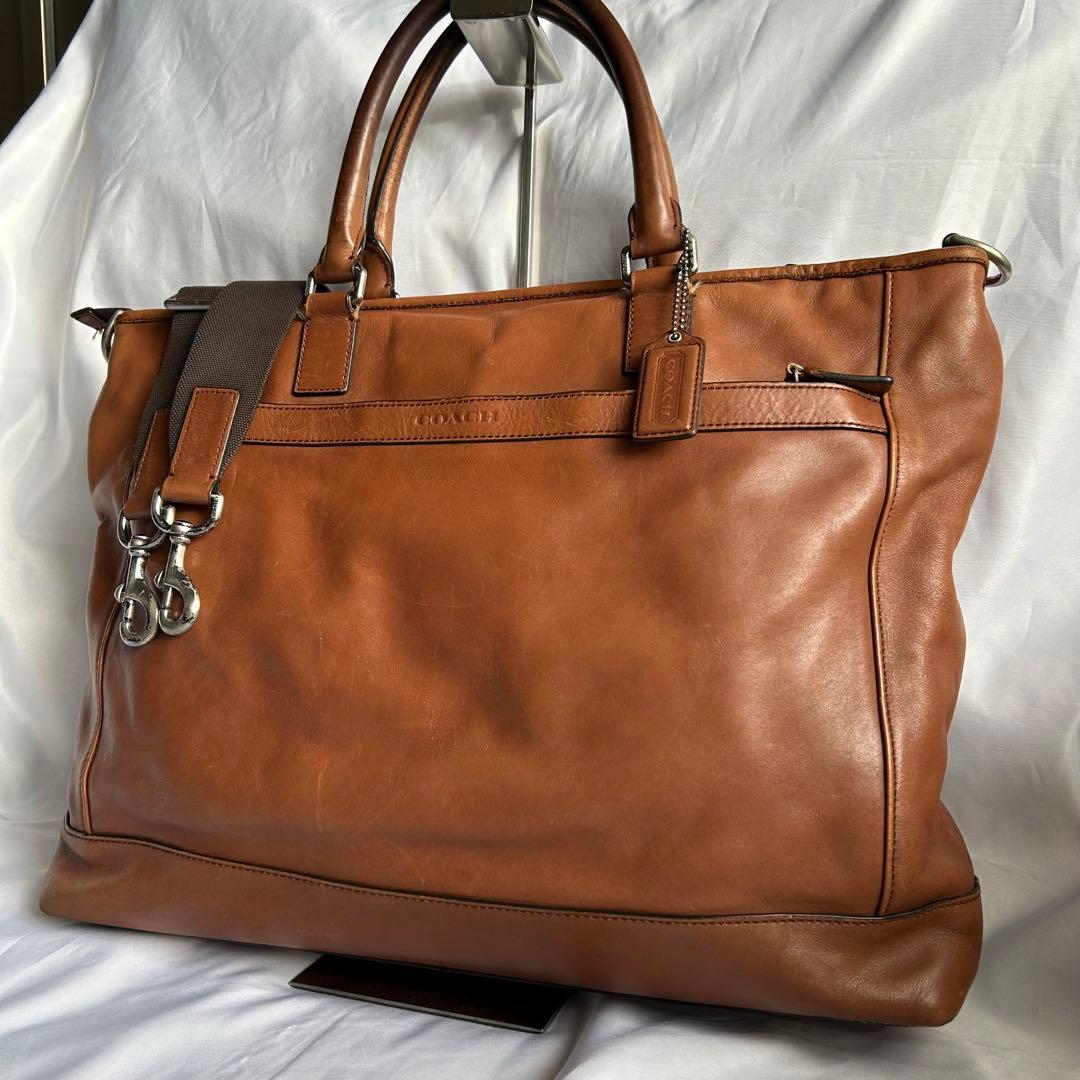 【人気】COACH レザー 2way ビジネスバッグ ショルダー A4 ブラウン