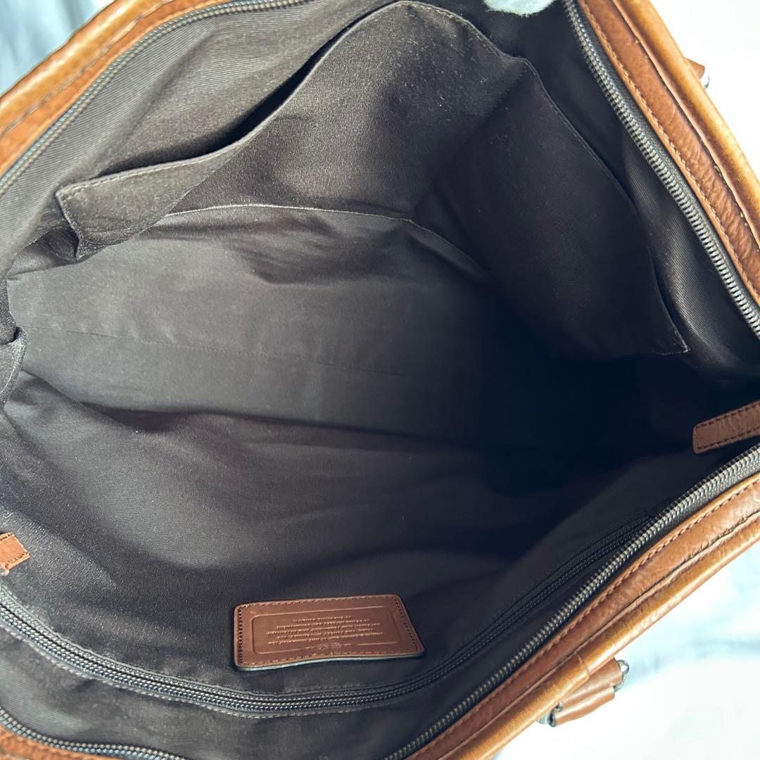 【人気】COACH レザー 2way ビジネスバッグ ショルダー A4 ブラウン