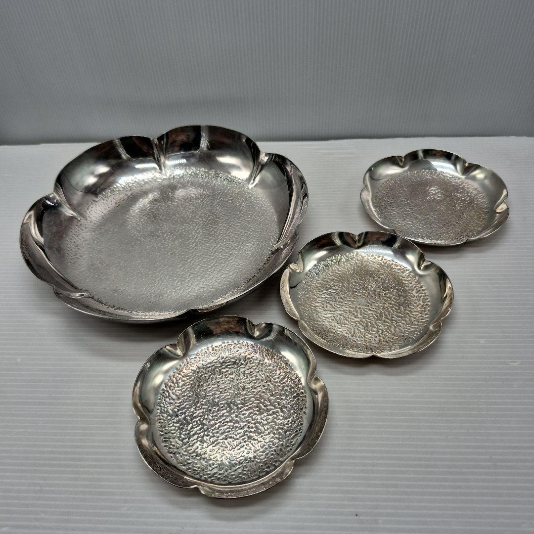 シルバーカラー 槌の目 盛り皿1枚 銘々皿3枚 美品 - メルカリ