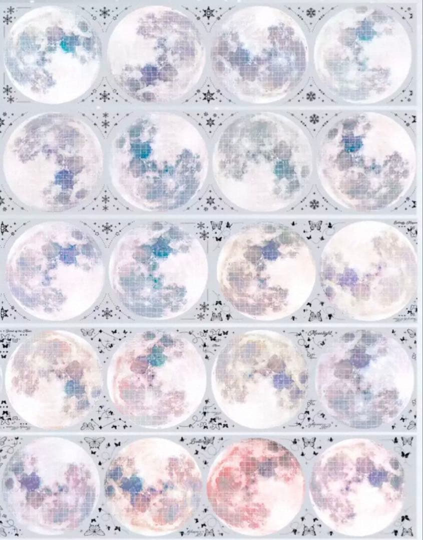 贝壳光 10cm×10m 夕月 海外マスキングテープ 贝壳银 星梦网 6cm