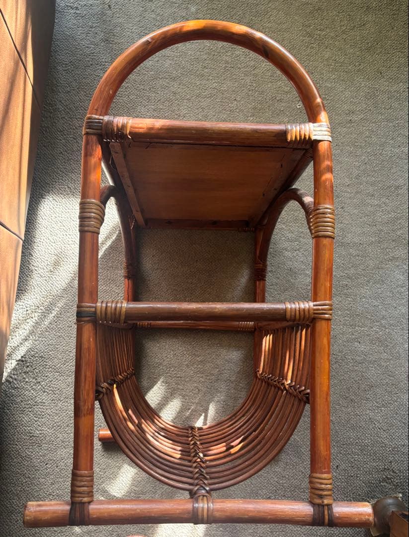 ラタン マガジンラック ブラウン　ヴィンテージ