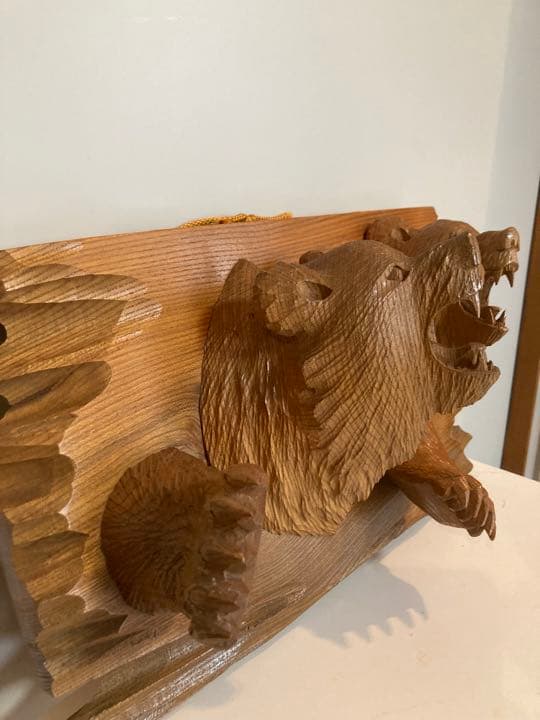 木彫り熊 レリーフ 壁掛け 美品 無銘 不藤 藤戸