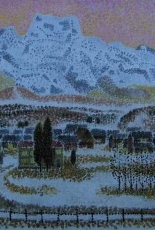 高田誠、【妙高暮色】、希少な額装用画集より、新品額装付、状態良好