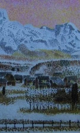 高田誠、【妙高暮色】、希少な額装用画集より、新品額装付、状態良好