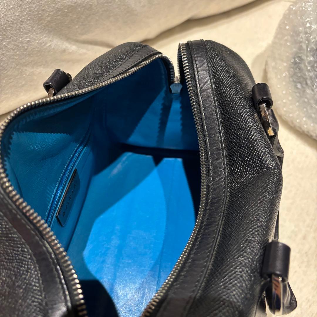 ブルガリ　ミニボストンバッグ　ハンドバッグ　ブラック　黒　ブルー　水色