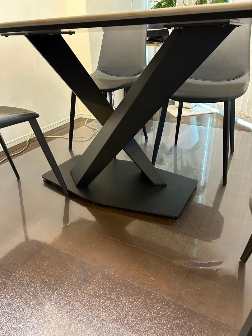 ダイニングテーブル セラミック　グレーモダンダイニング &チェア4脚