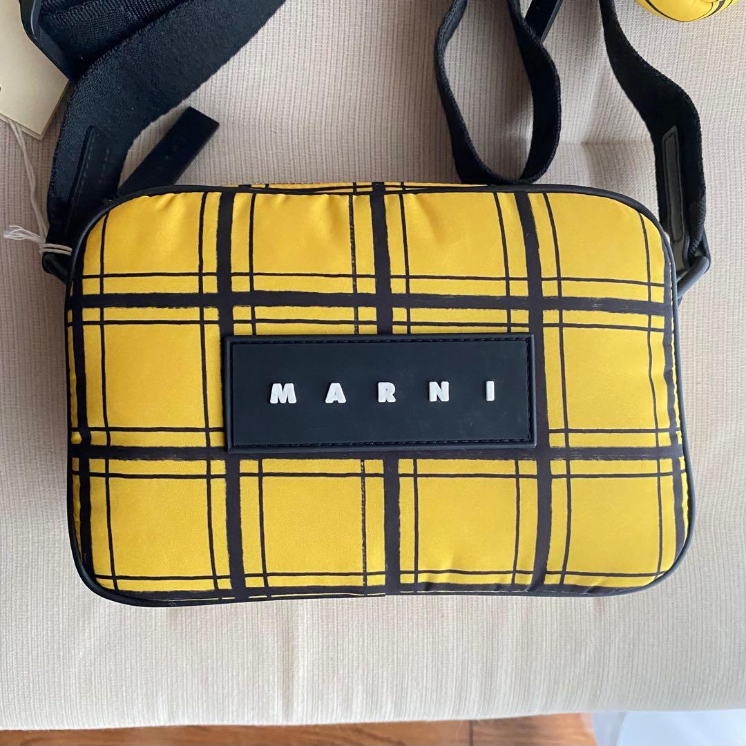 【MARNI】マルニ イエローチェック ナイロンパフ カメラバッグ ショルダー
