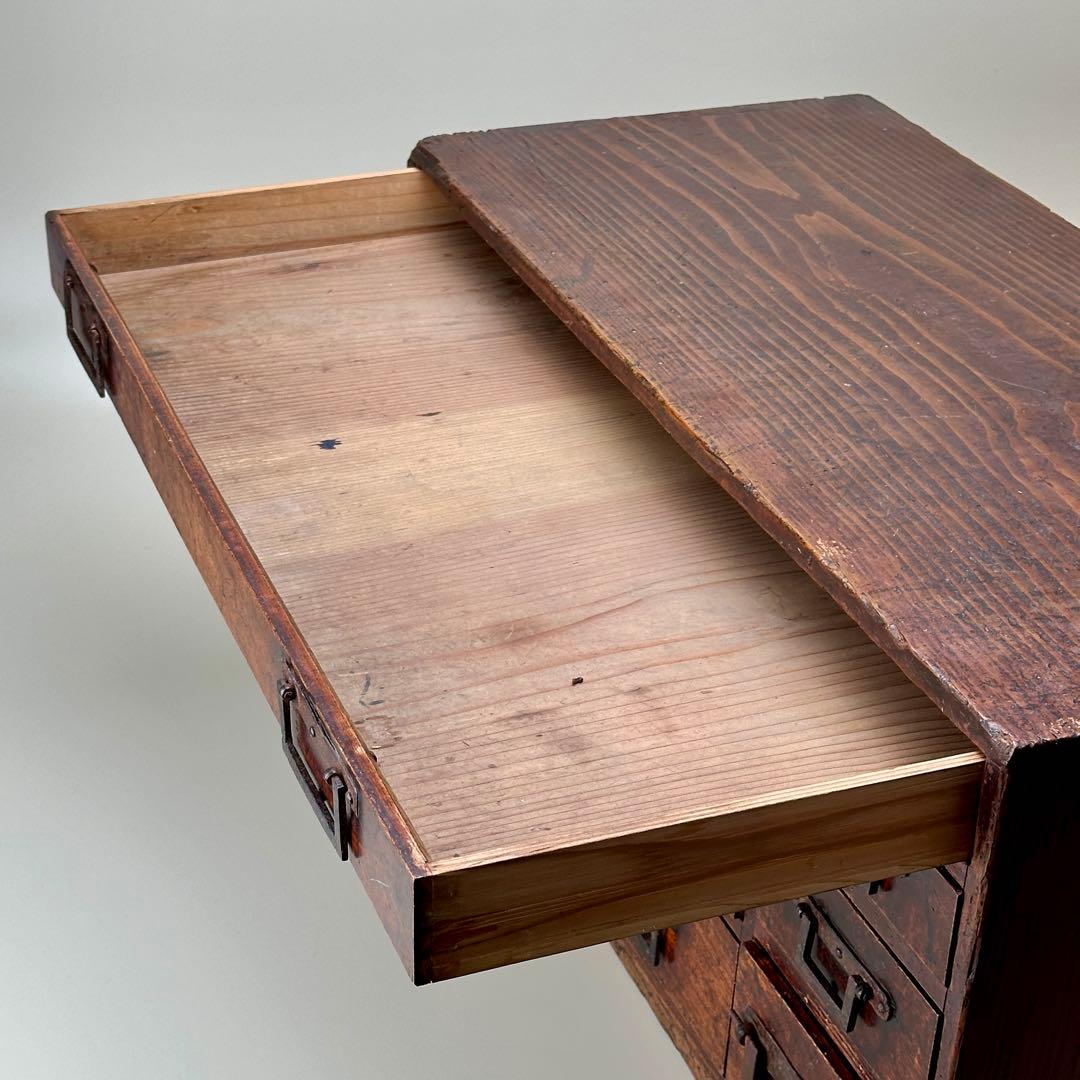 江戸期 欅(ケヤキ) 小引出し時代箪笥 7杯 アンティーク 骨董品 江戸時代