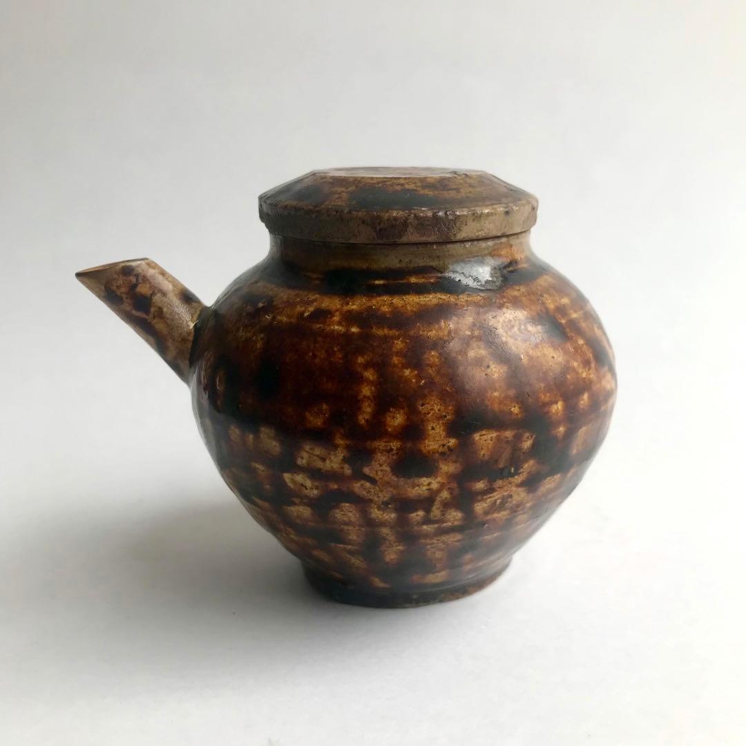 李朝　民芸　飴釉　酒器　水柱　小壺 李朝 民芸 飴釉 酒器 水柱 小壺