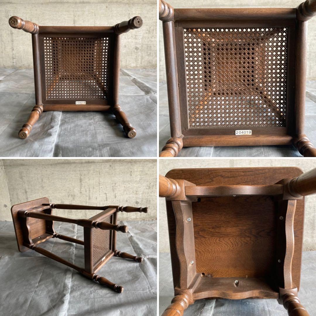 カリモク グランドコロニアル サイドテーブル 電話台 花台 木製 籐編み