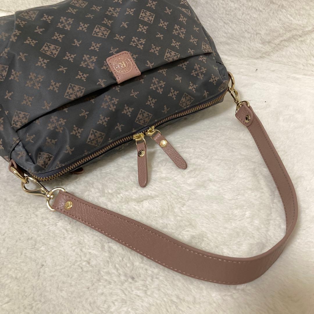 極美品 russet ラシット ショルダーバッグ 2way グレー ピンク ロゴ