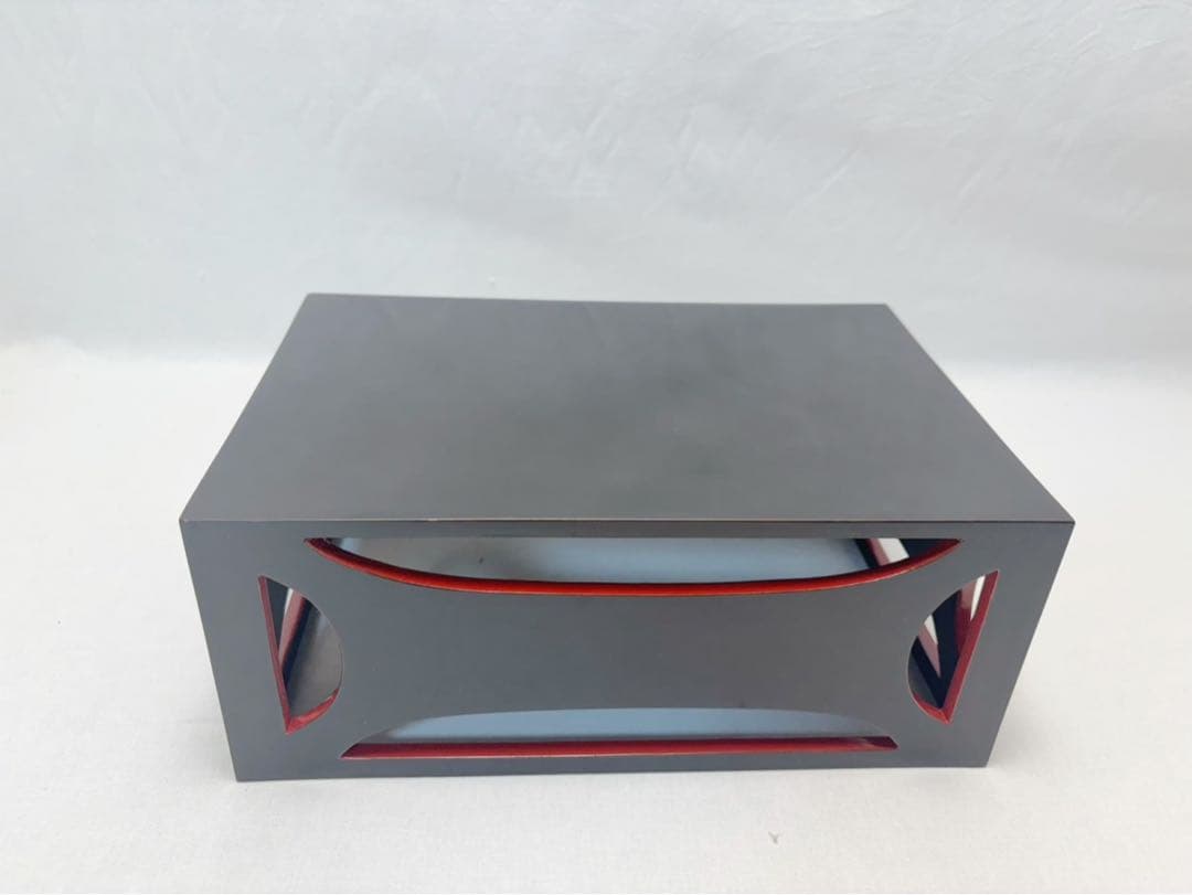 ほぼ未使用 茶道具 木製黒塗り 糸巻透 煙草盆 茶懐石 喫煙具 木