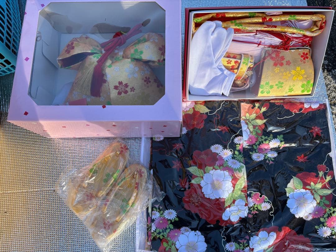 子供用着物セット 黒地 花柄