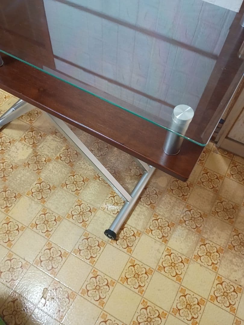 ディノス dinos ガラス 二重天板昇降式ダイニングテーブル