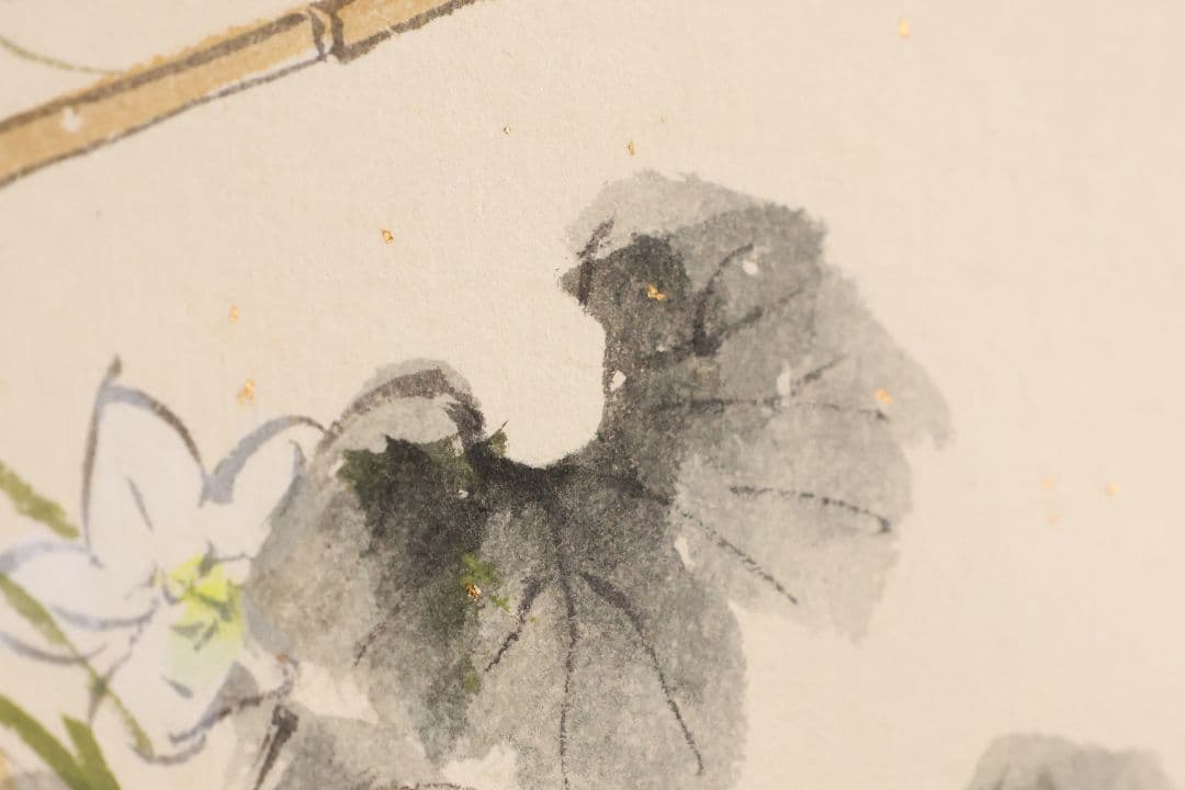 真作 美品 日本画 田中松泉 瓢箪 雀 彩色 紙本 掛軸 鳥 横