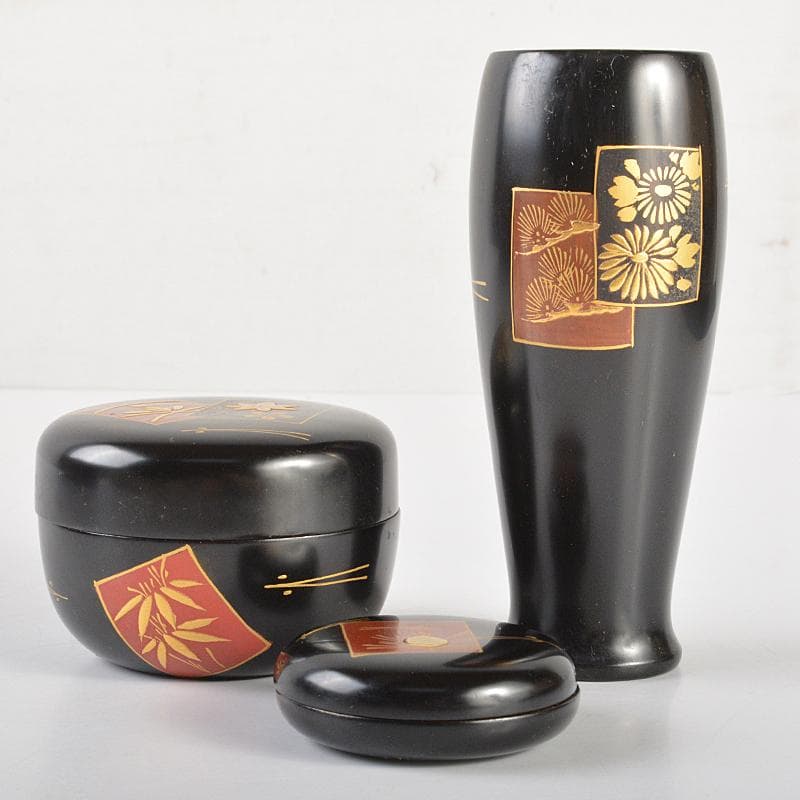 Sheryl京焼　中村秋峰造　茶碗　棗など　七点一式　仕覆付　VR7216