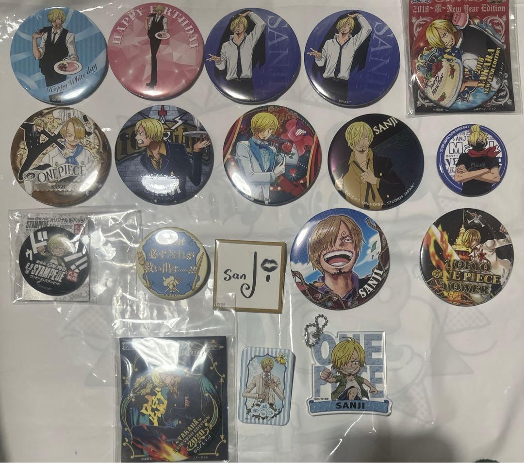 ワンピース サンジ 缶バッジセット(ウェディング、輩、ワンピースタワー他)