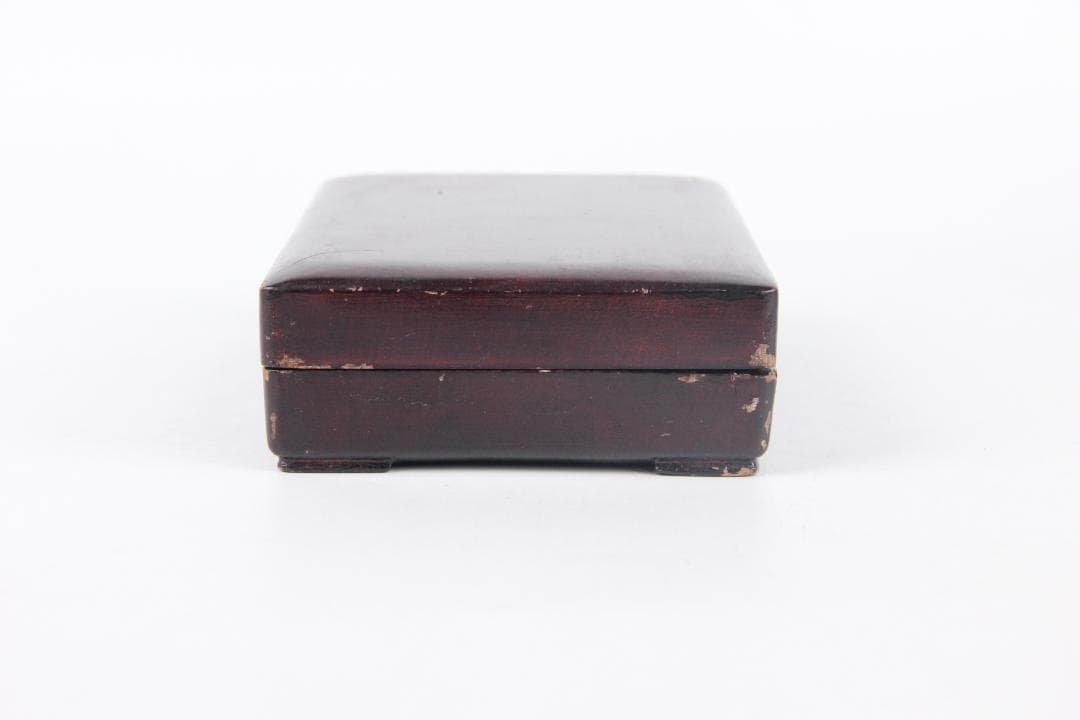 端渓硯 文房具　硯　長方形石硯　木製硯箱付　書道具　古道具　ES1-8