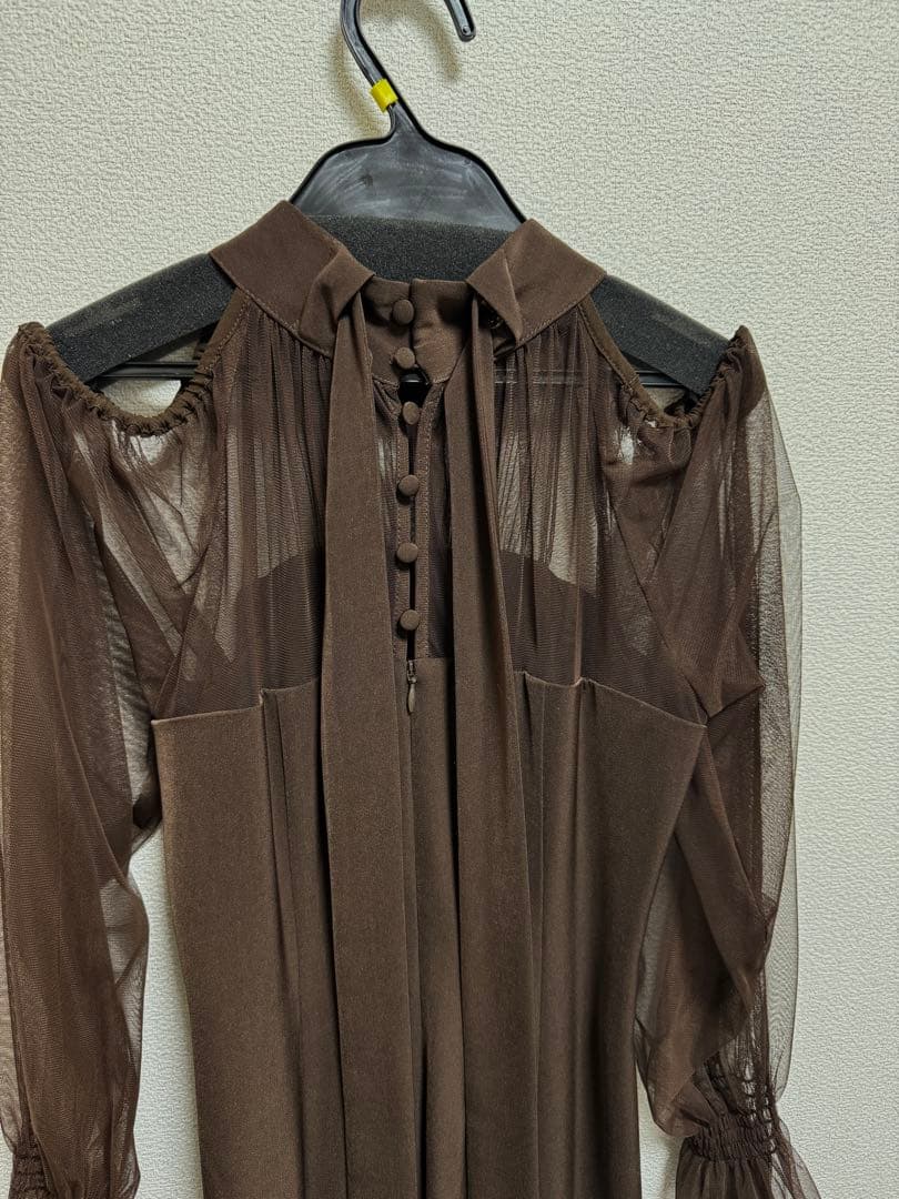 カットアウトマーメイドドレスワンピースブラウンSサイズ