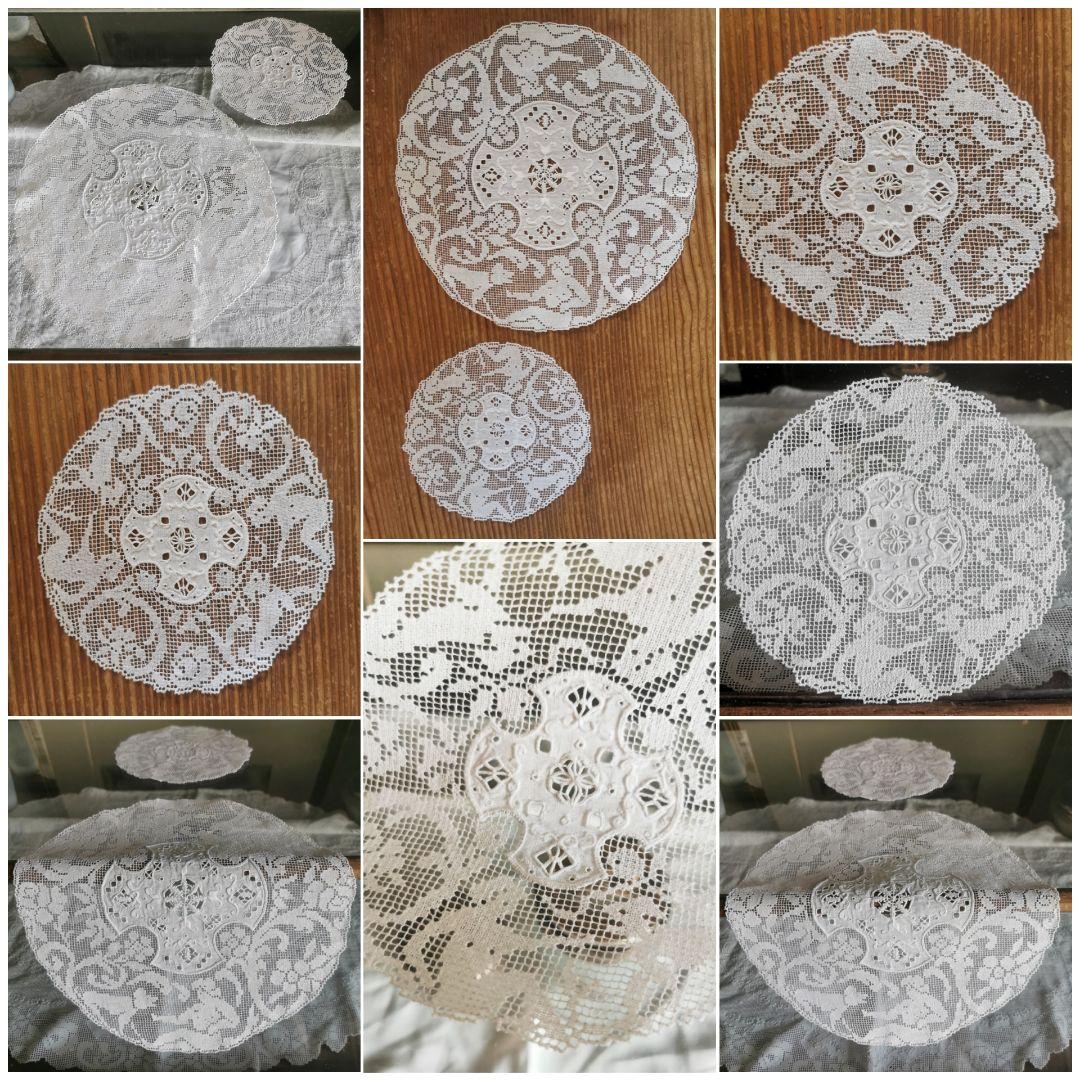 アンティークイタリア 女神と犬のフィレレース レティセラプント刺繍