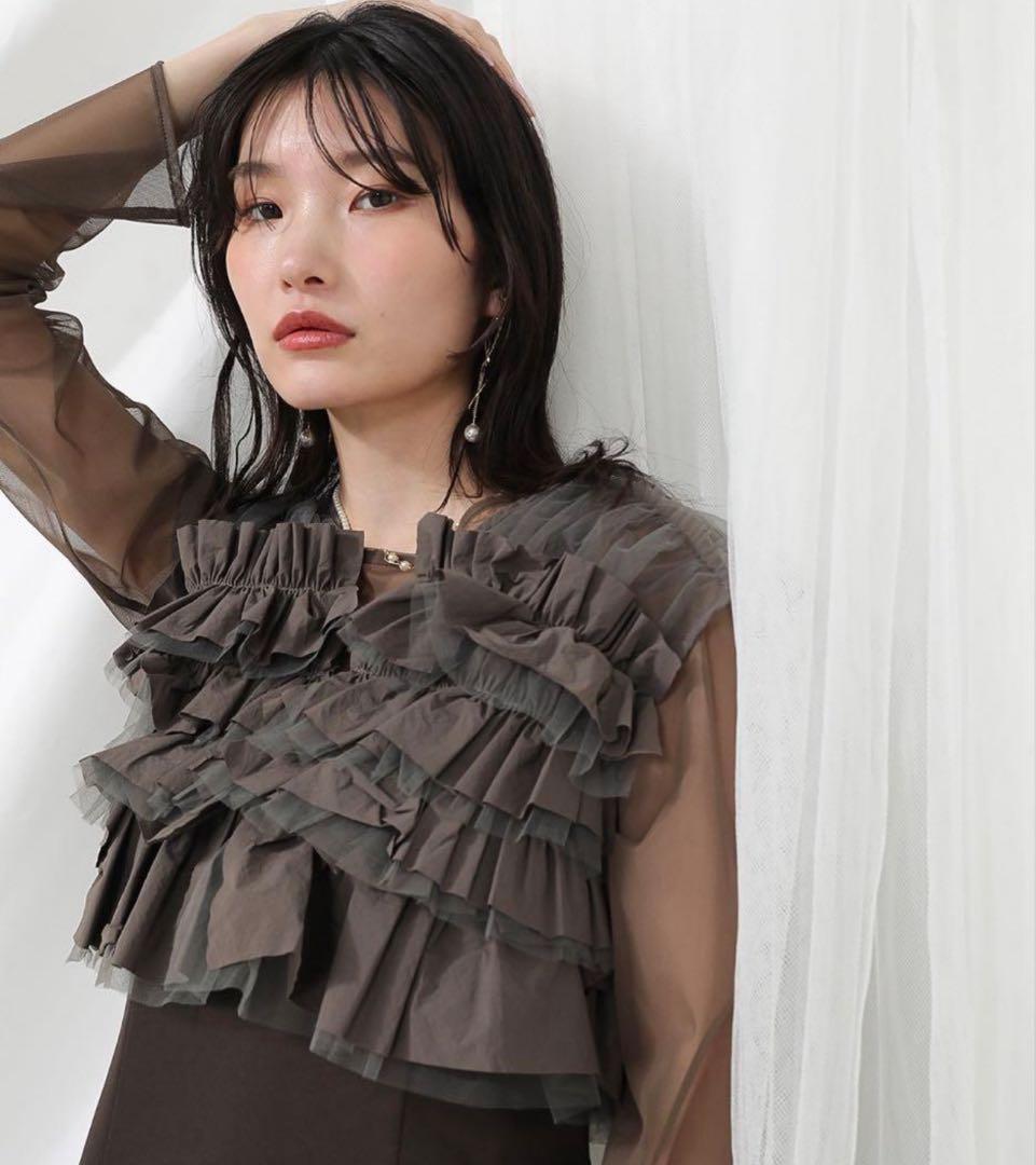 kana ボリュームフリルベスト シアートップス キャミワンピ 3点セット M