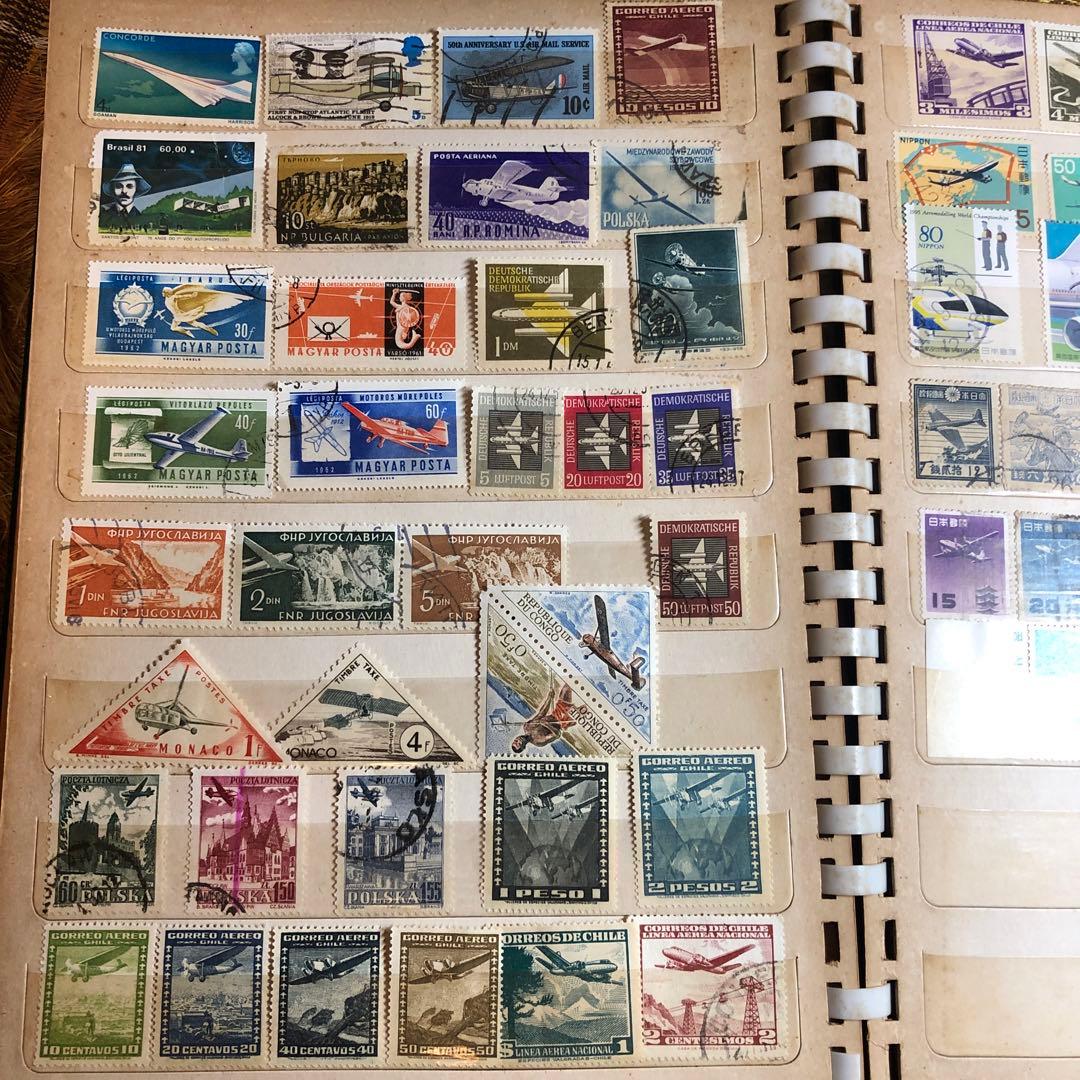 飛行機切手 世界各地160種！小型シート2種も！ストックブック収納